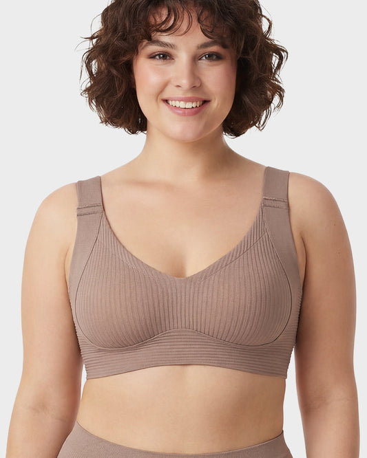 Women's Ribbed Push Up Adjustable Wireless Bra