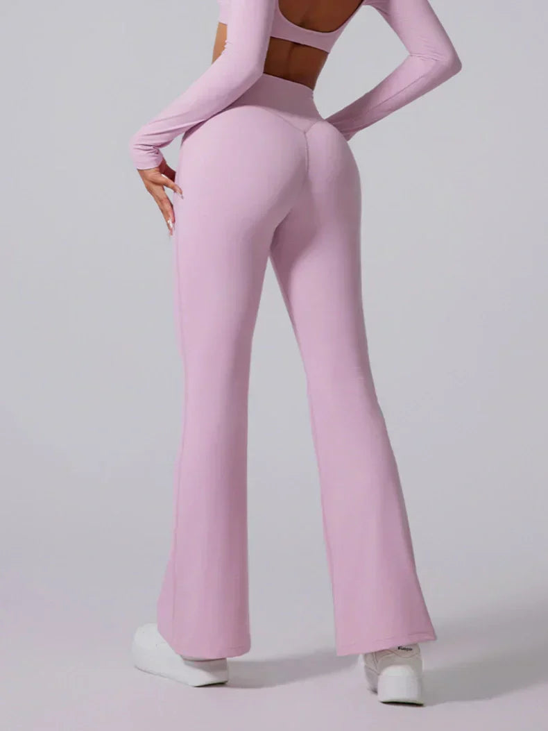 Side Ruching Flared Leggings